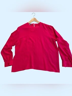 Silk Vintage Long-Sleeve Fuchsia Blouse